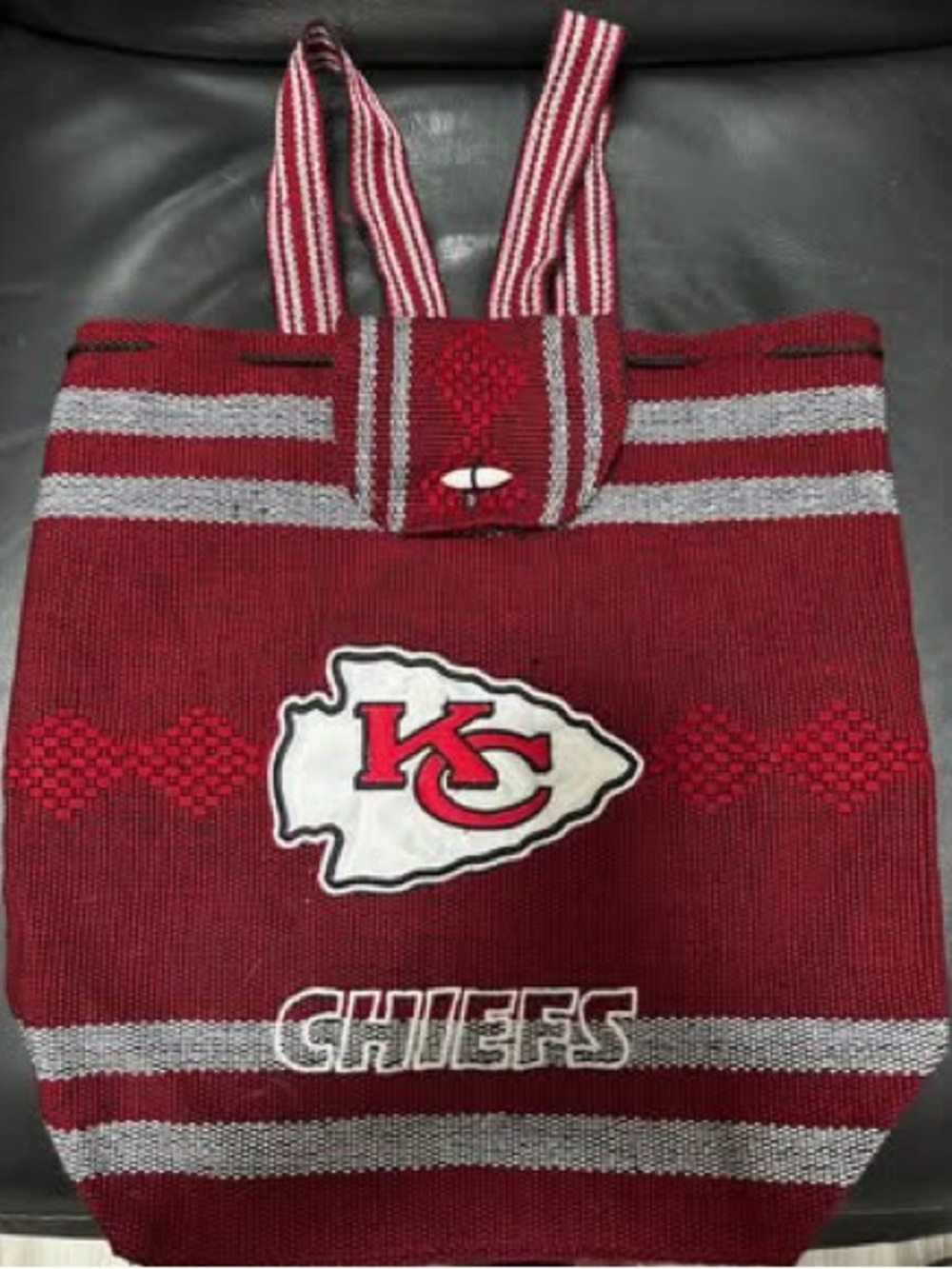 Kansas City Chiefs woven Mexican blanket-style drawstring backpack